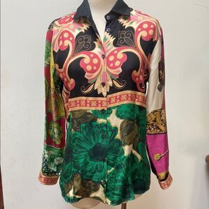 ETRO 42 Made in Italy Silk Multicolor Women's Shirt